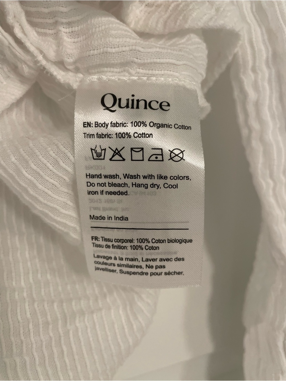 Quince Organic Textured Cotton Peasant Blouse, White, XS - Picture 7 of 8